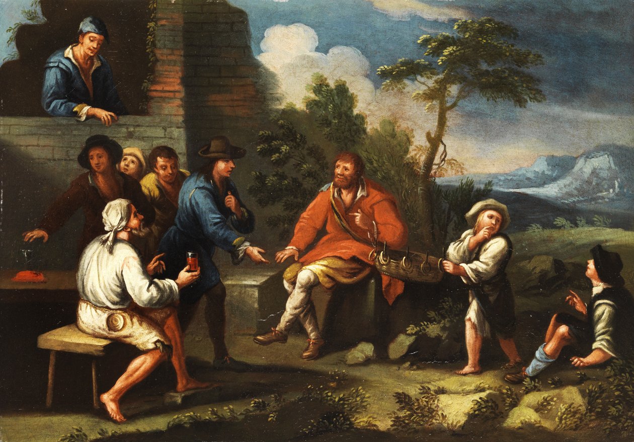 Contadini italiani al gioco del lancio degli anelli da Paolo Monaldo
