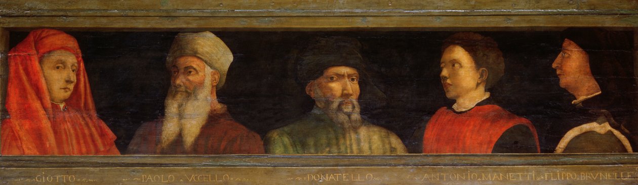 Ritratti di Giotto, Uccello, Donatello, Manetti e Brunelleschi da Paolo Uccello