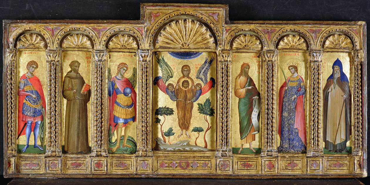 Trittico con Maria Maddalena che tiene la testa di Cristo, affiancata da santi da Paolo Veneziano