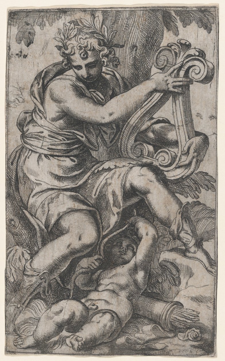 Cupido e Apollo con una lira, ca. 1568 da Paolo Farinati