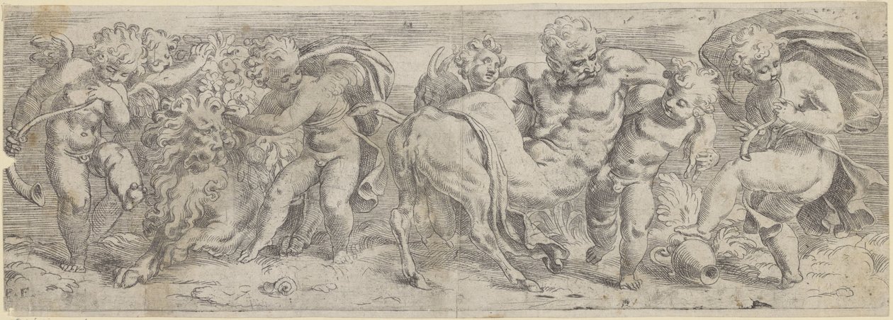 Satiro ubriaco e putti da Paolo Farinati