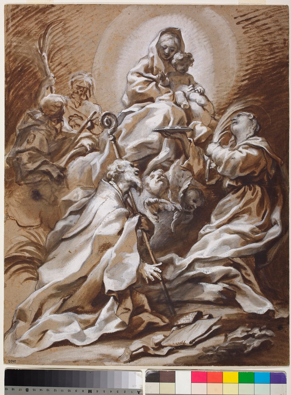 La Vergine e il Bambino in gloria con i santi Fortunato, Nicola, Giacomo e Cristoforo da Paolo Gerolamo Piola