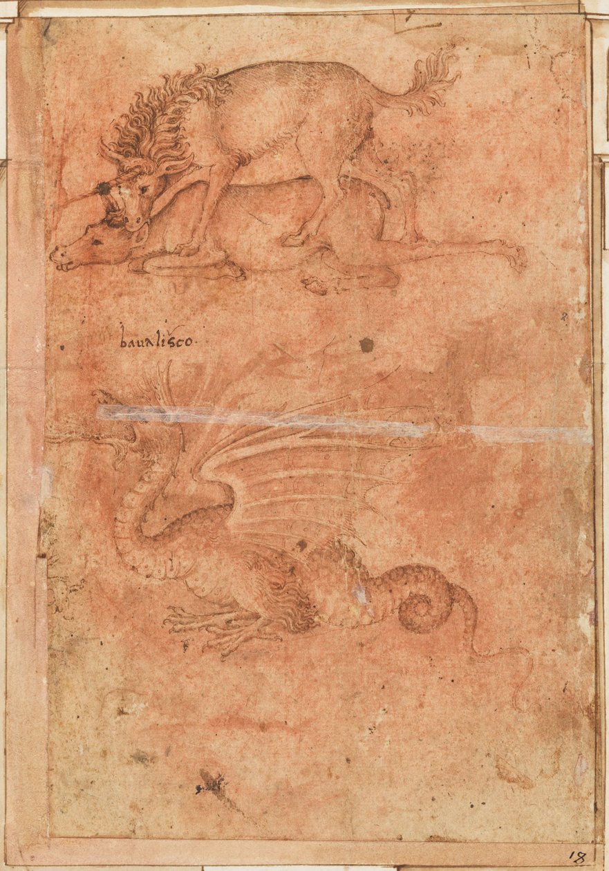 Ein Einhorn tötet eine Hirschkuh und einen Drachen da Paolo Uccello