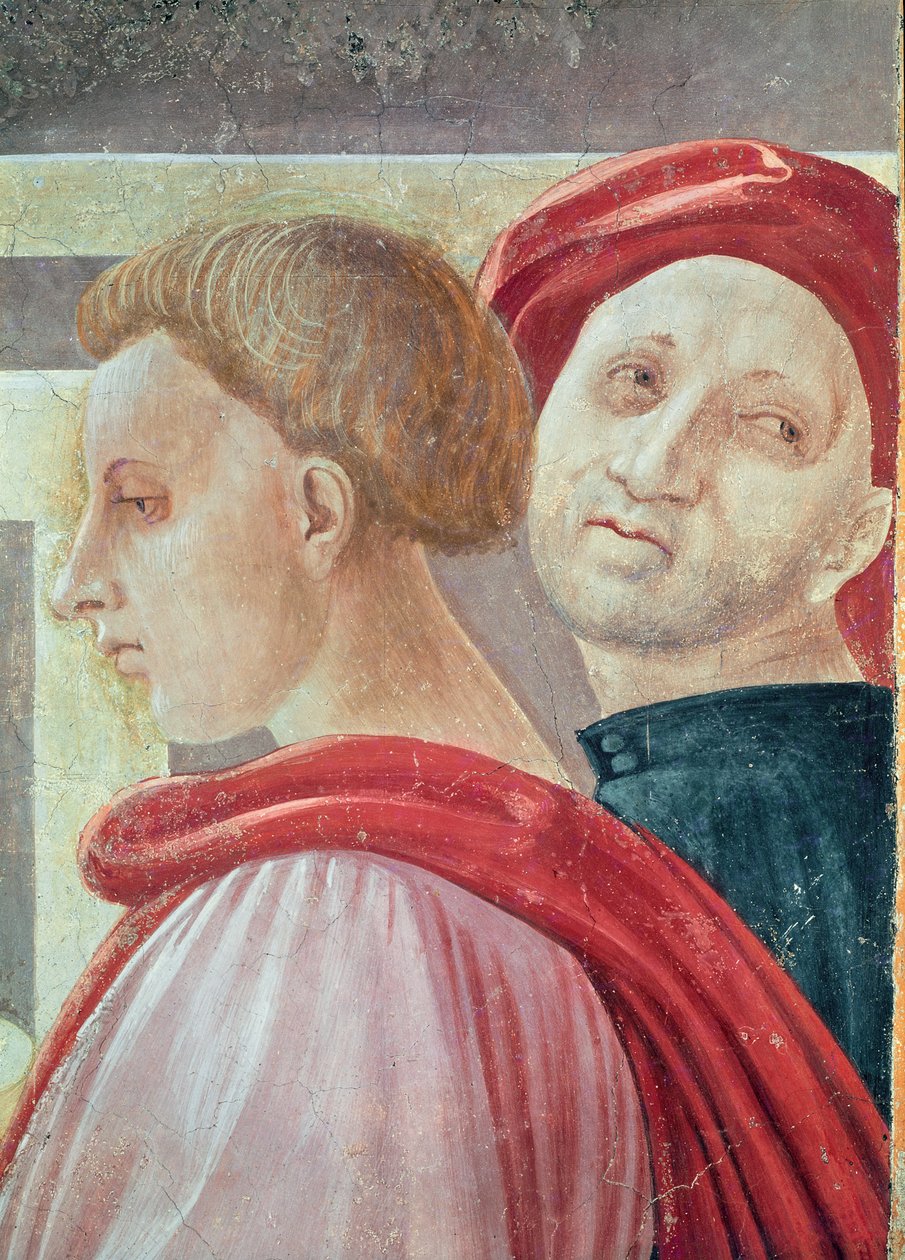Teste di due uomini, dalla Presentazione di Maria al Tempio, 1433-34 (dettaglio) da Paolo Uccello