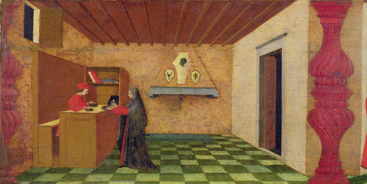 Predella della profanazione dell'ostia: La donna cristiana costretta a ...