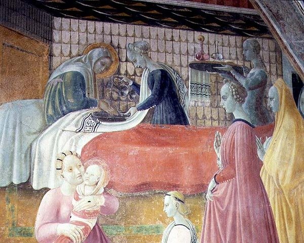 La Nascita della Vergine, dettaglio dal ciclo Le Vite della Vergine e di Santo Stefano, dalla Cappella dell
