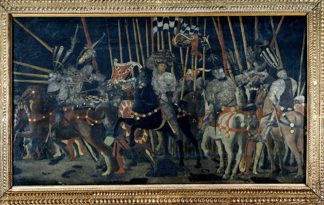 Il contrattacco di Micheletto da Cotignola (La Battaglia di San Romano). Secondo episodio che illustra il contrattacco di Micheletto da Cotignola. Dipinto di Paolo di Dono detto Paolo Uccello (1397-1475) da Paolo Uccello