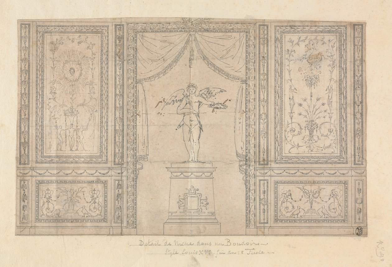 Statua di Cupido in una nicchia murale, fine XVIII secolo da Paolo Vincenzo Bonomini