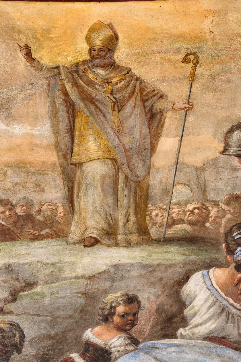 Affreschi di Paolo de Matteis del 1714 sulla volta e sul tamburo, raffiguranti la vita del Santo, Cappella di San Cataldo nella Cattedrale, Taranto, Italia (foto) da Paolo di Matteis