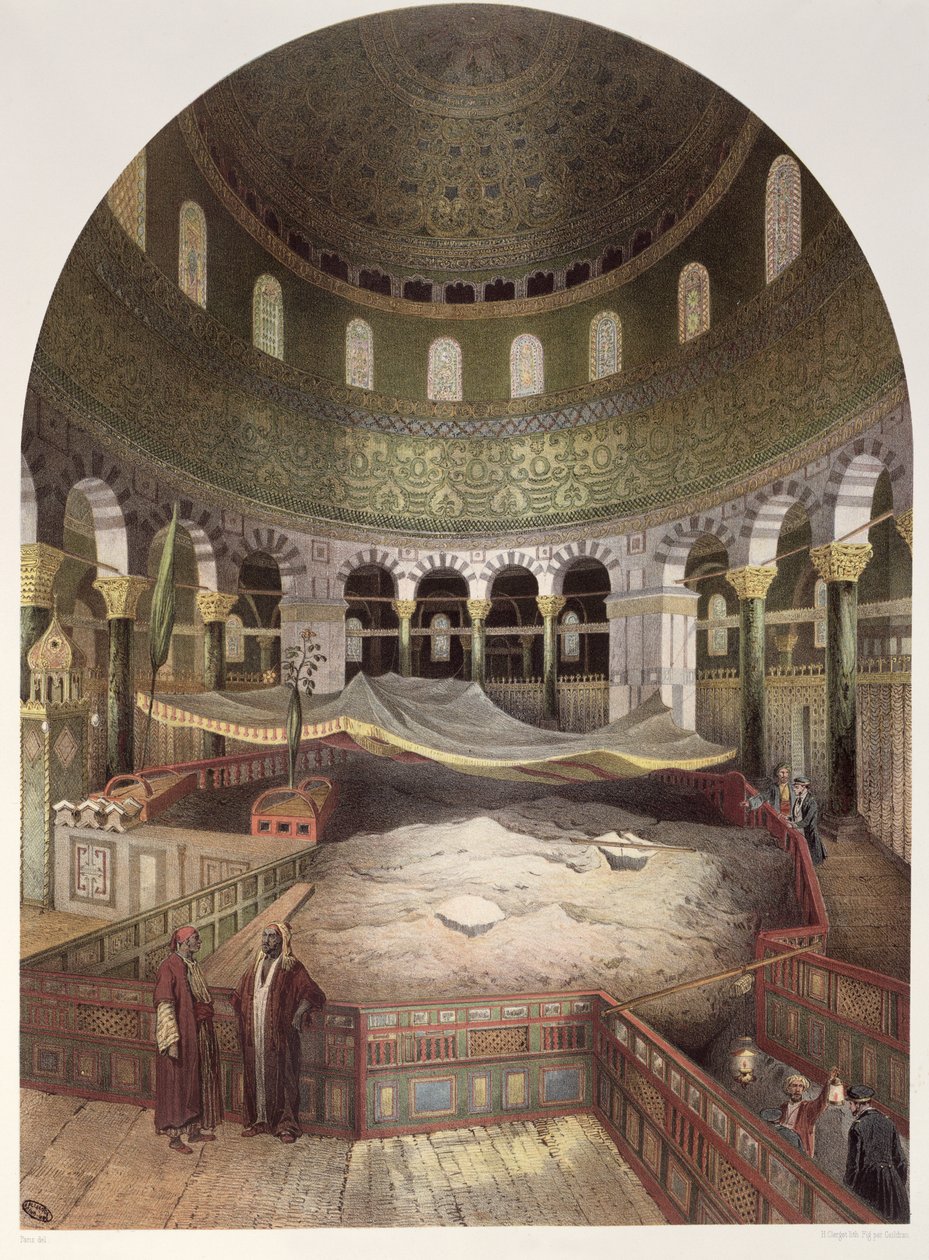Interno della Moschea di Omar, illustrazione da Souvenirs de Jerusalem da Paris