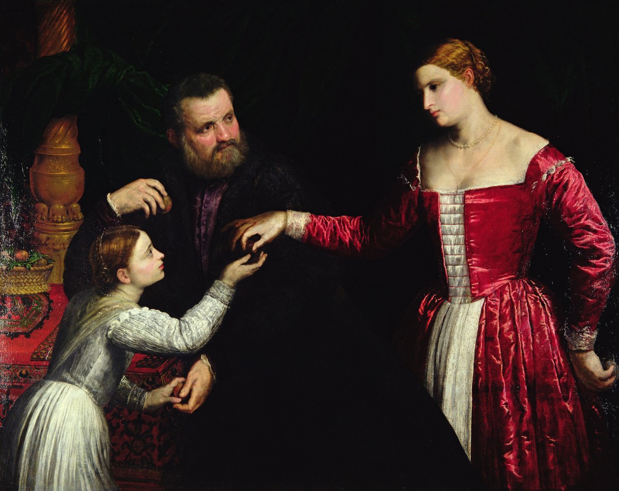Una signora e un gentiluomo con la loro figlia da Paris Bordone