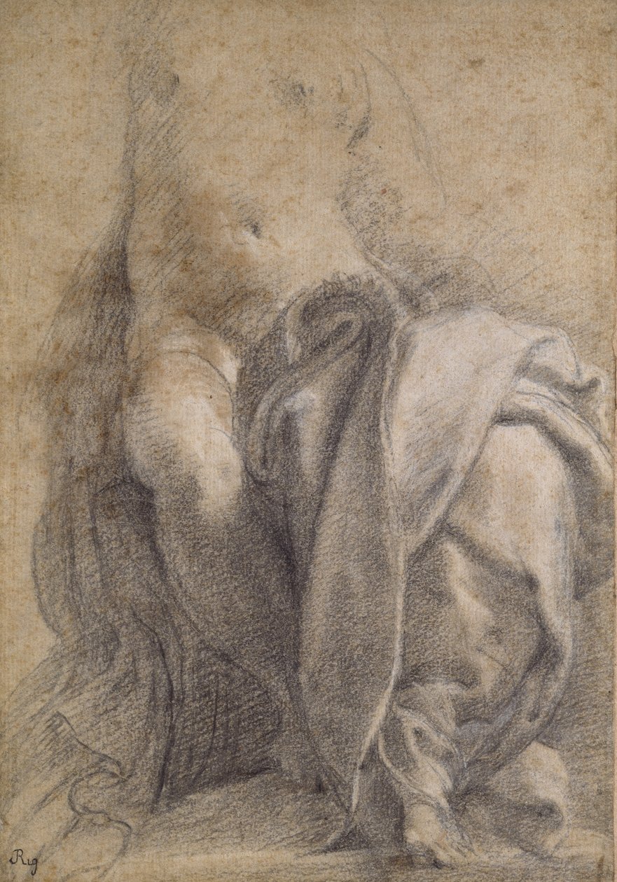 Recto: Femmina seminuda seduta con drappeggio da Parmigianino
