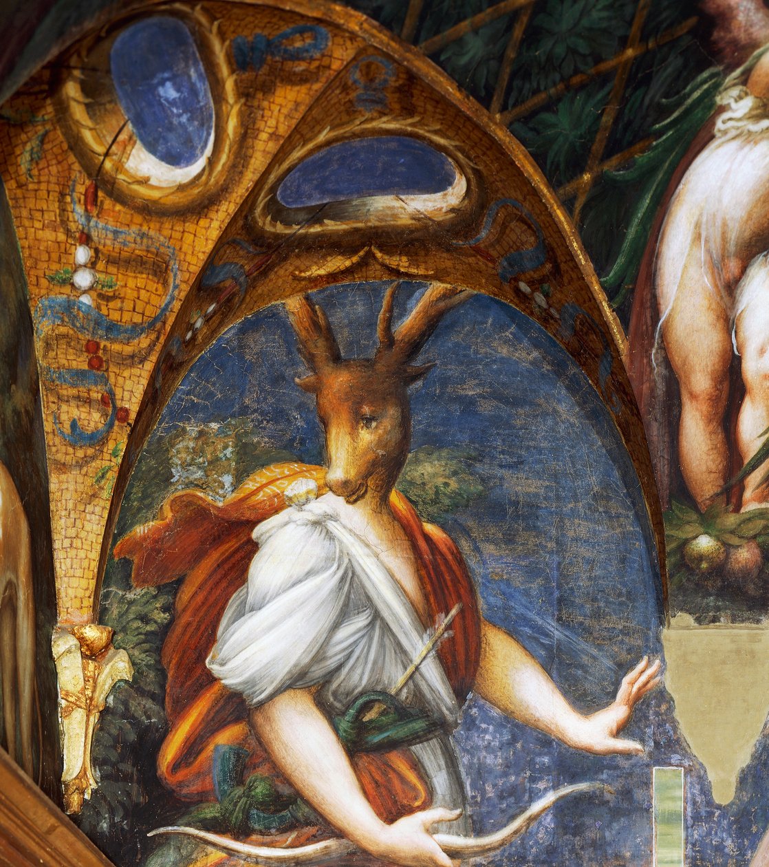 Atteone trasformato in cervo da Diana, dettaglio della sala di Diana e Atteone da Parmigianino