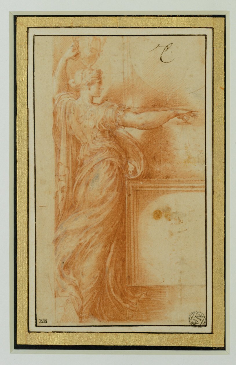 Un caneforo. Sanguigna, riflessi bianchi, carta beige ... da Parmigianino (1503-40)