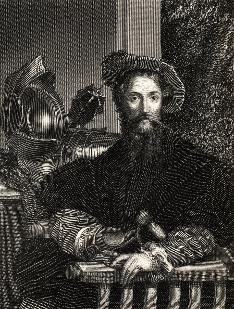 Cristoforo Colombo (1451-1506) (incisione) da Parmigianino