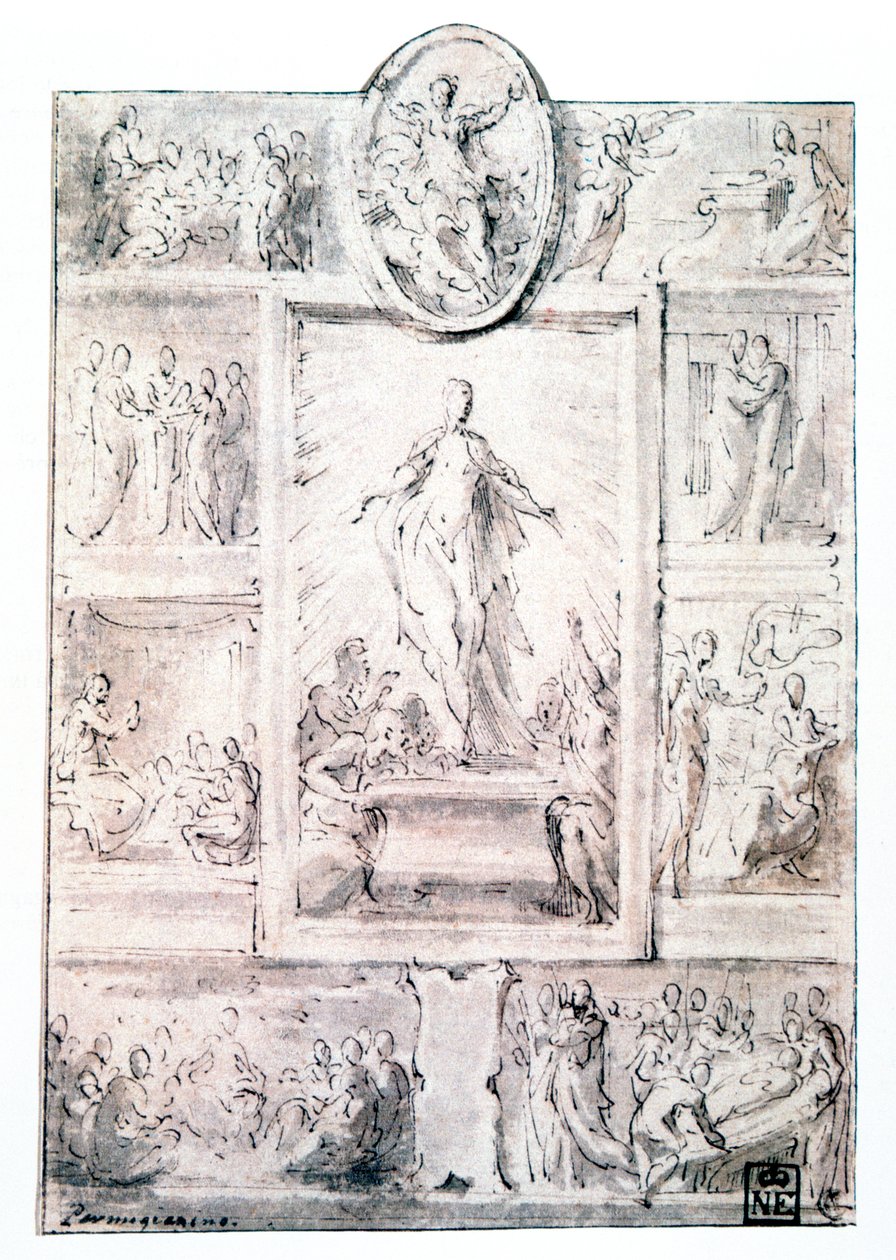 Schizzo di composizione da Parmigianino