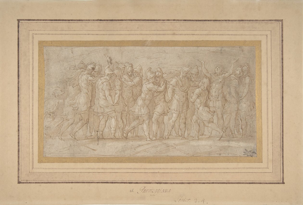 Guerrieri romani o greci che celebrano dopo una vittoria, 1503-40 da Parmigianino