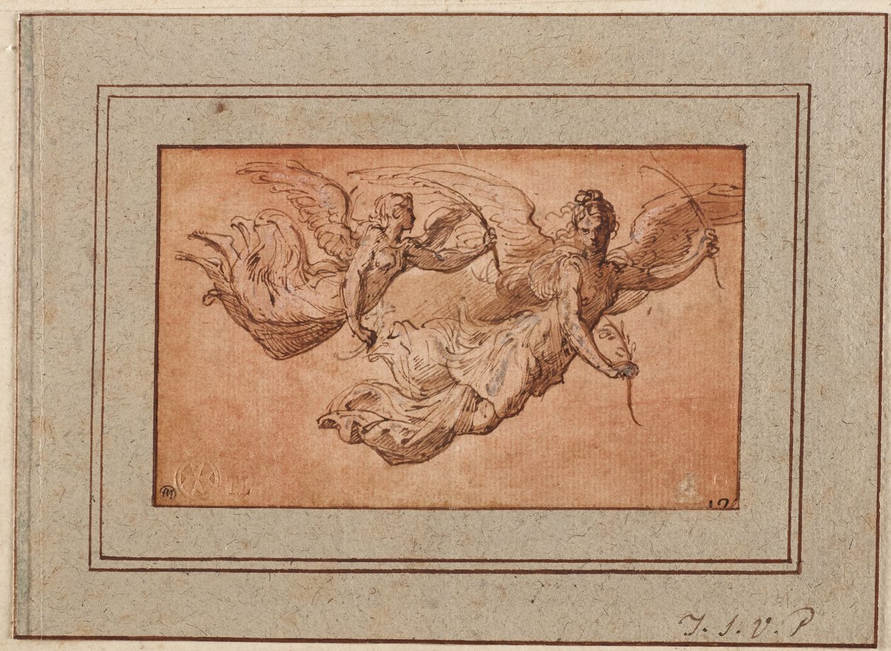 Zwei Studien für die Figur des Sieges da Parmigianino
