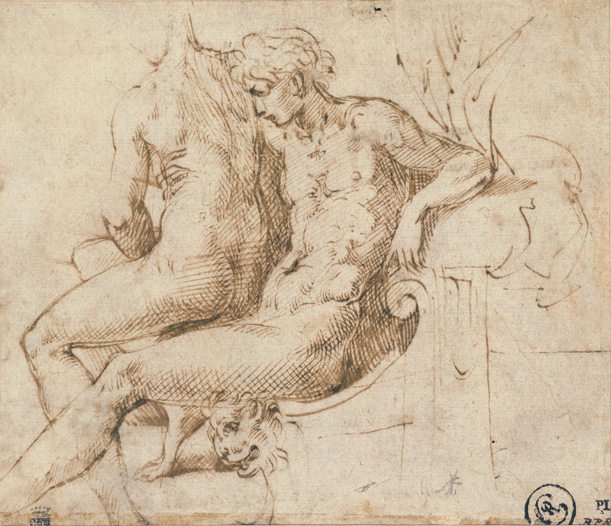 Due amanti seduti su un divano da Parmigianino