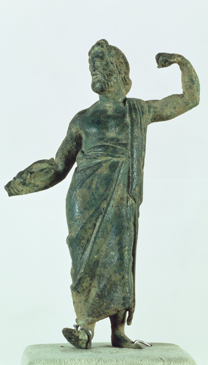 Figura di Shami, possibilmente Zeus o Poseidone, recuperata dal tempio in rovina nella città di Nehavand (nota come Laodicea), Iran da Parthian School