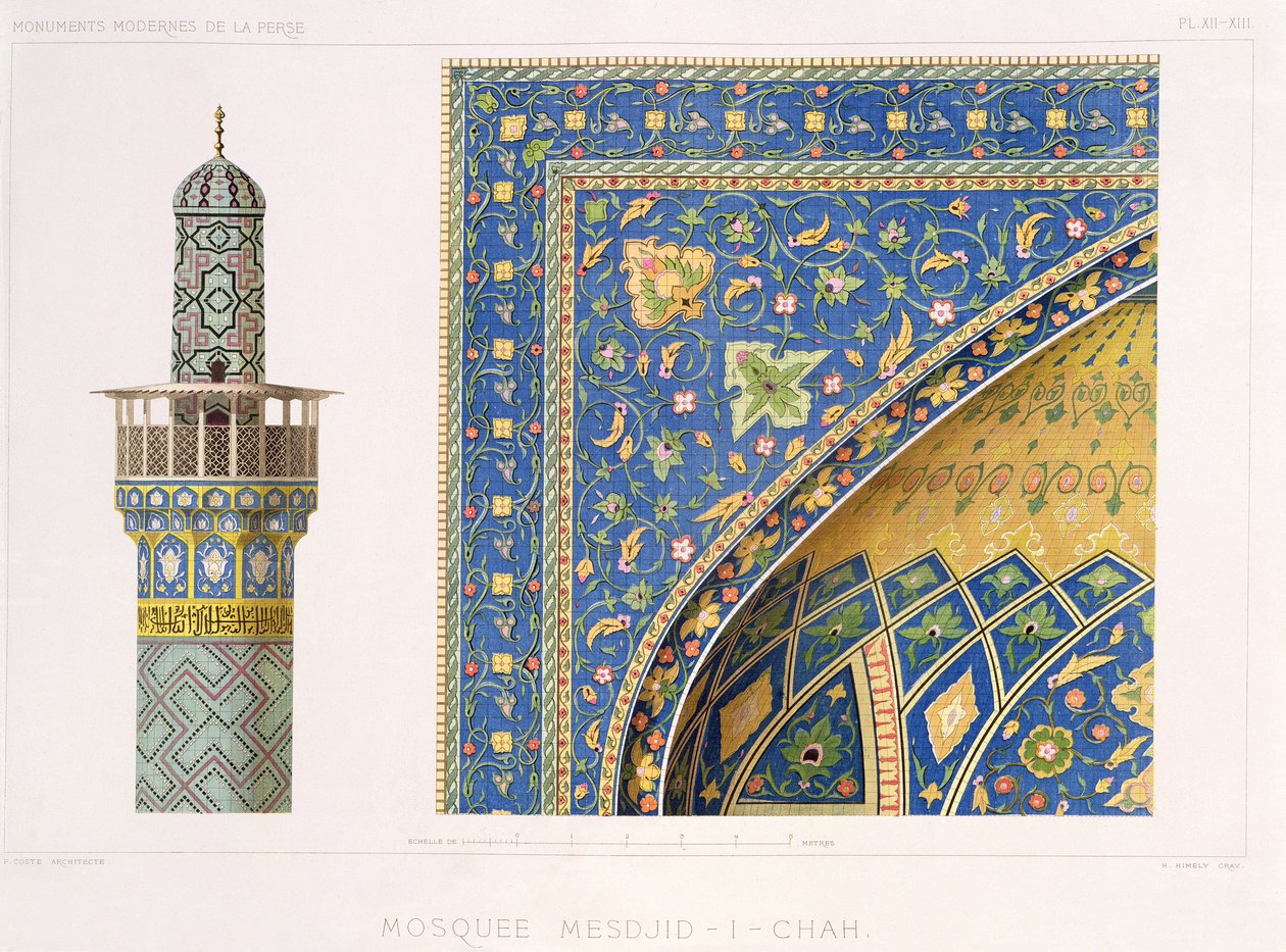 Dettagli architettonici dalla Mesdjid-i-Shah, Isfahan, tavola 12-13 da 