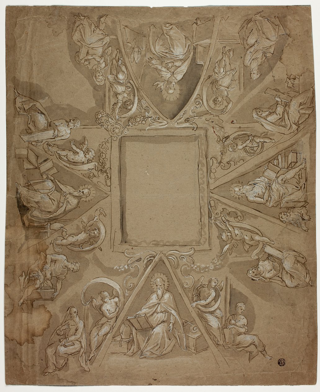Decorazione del soffitto con quattro padri della Chiesa, Sibille e Profeti da Pasquale Cati