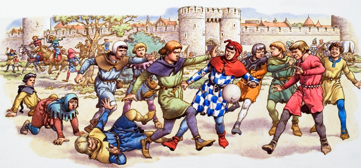 Una partita di calcio senza esclusione di colpi con la vescica di maiale da Pat (1907 95) Nicolle