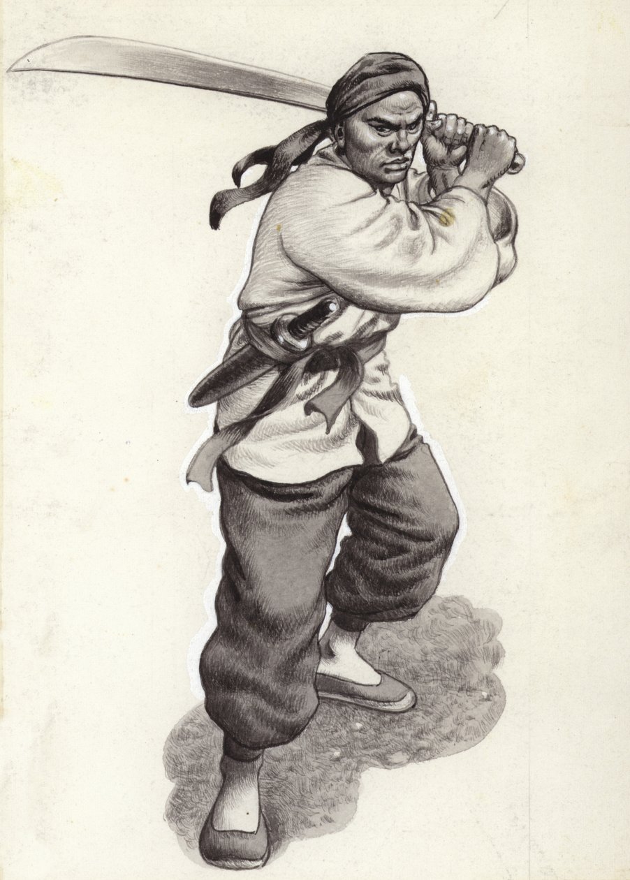 Guerriero pugile cinese (gouache su carta) da Pat (1907 95) Nicolle