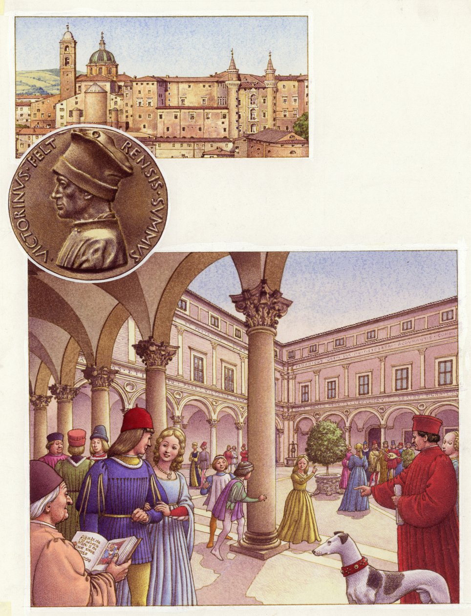 Cortile del Palazzo Ducale di Urbino (gouache su carta) da Pat (1907 95) Nicolle