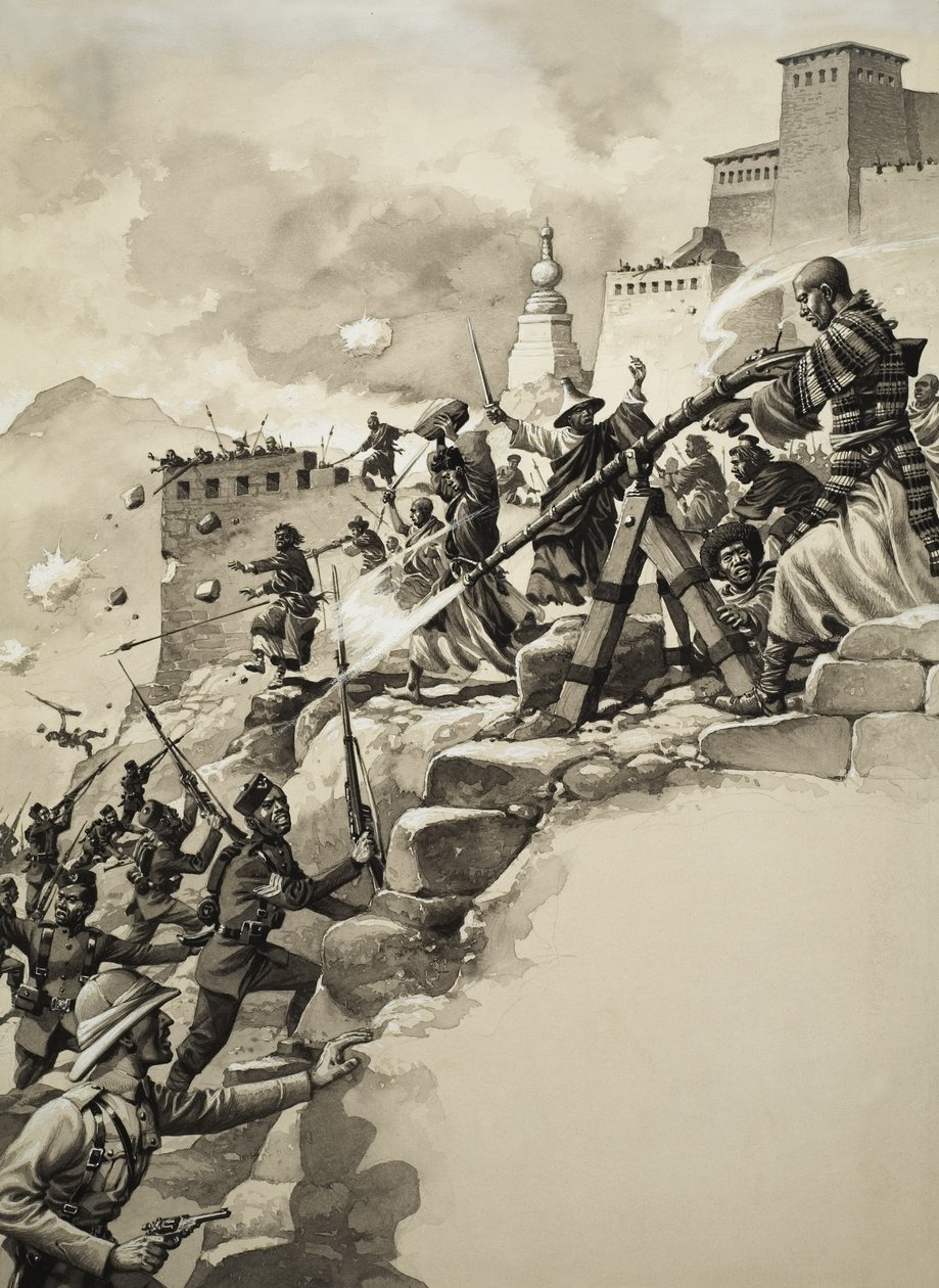 Assalto finale al Tibet (gouache su carta) da Pat (1907 95) Nicolle