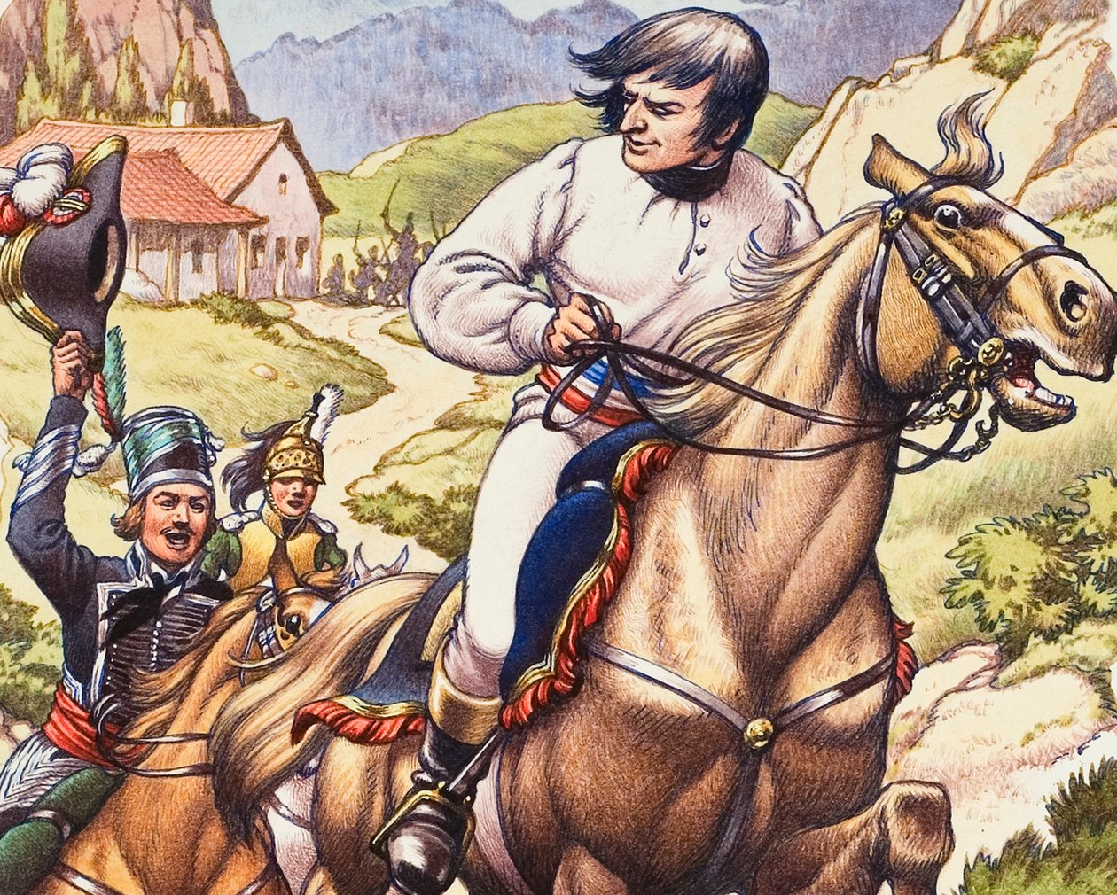 Napoleone si salva per un pelo con una pattuglia di cavalleria austriaca alle calcagna da Pat (1907 95) Nicolle