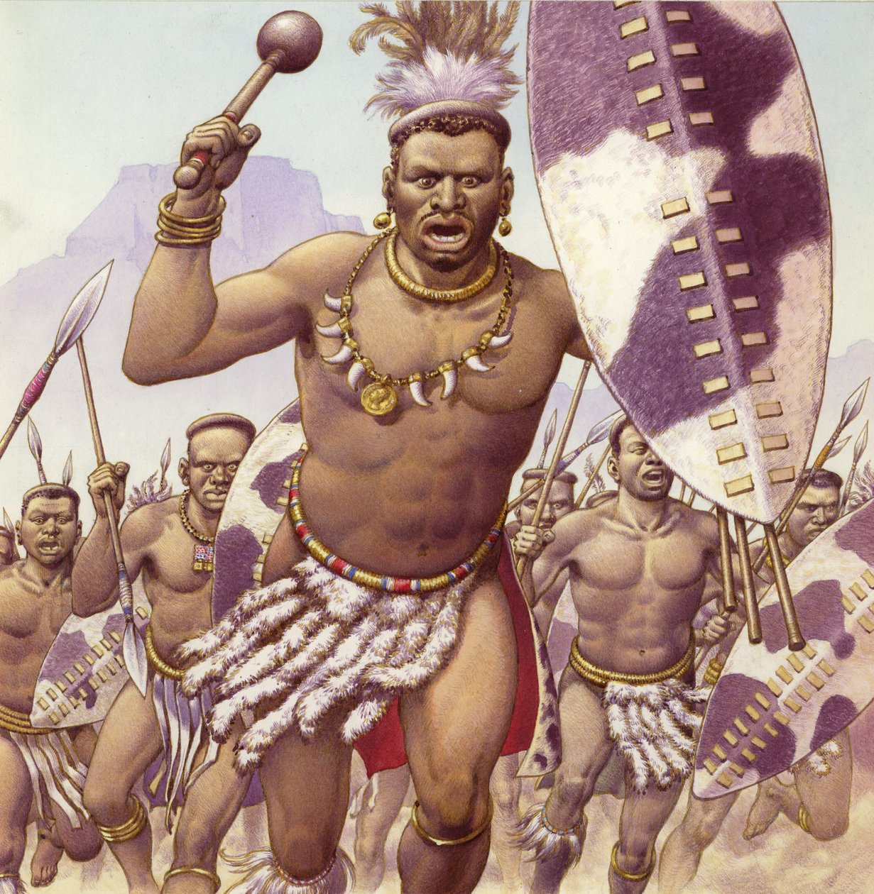 Guerriero zulu (guazzo su carta) da Pat (1907 95) Nicolle
