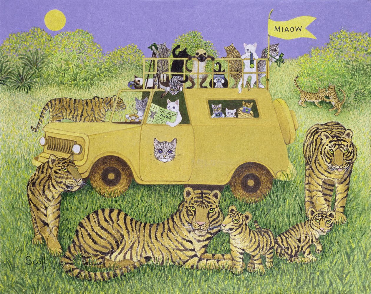 Safari del gatto (olio su tela) da Pat Scott