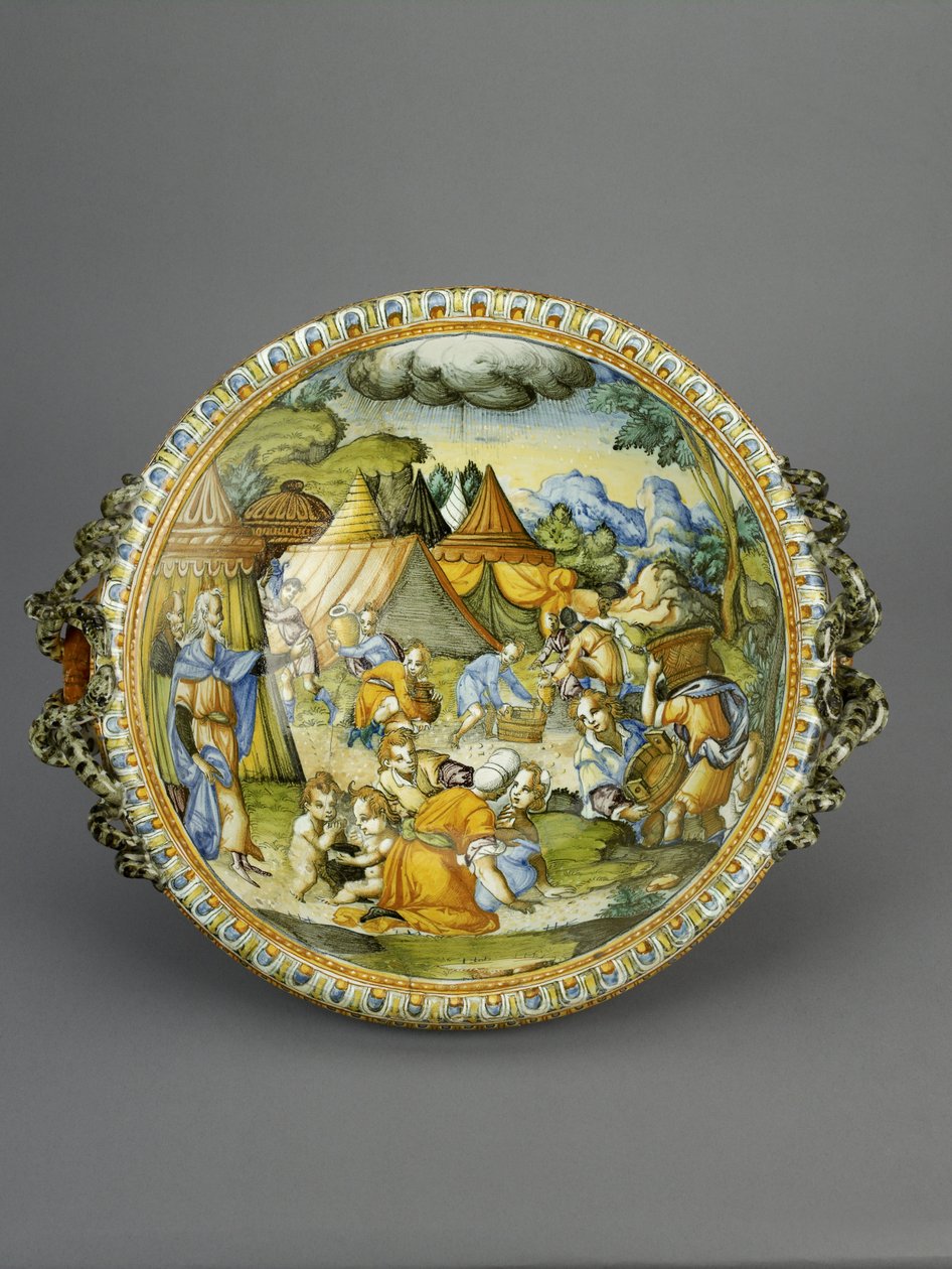 Bacino con la raccolta della manna, probabilmente Urbino, c.1600-20 da Patanazzi Workshop