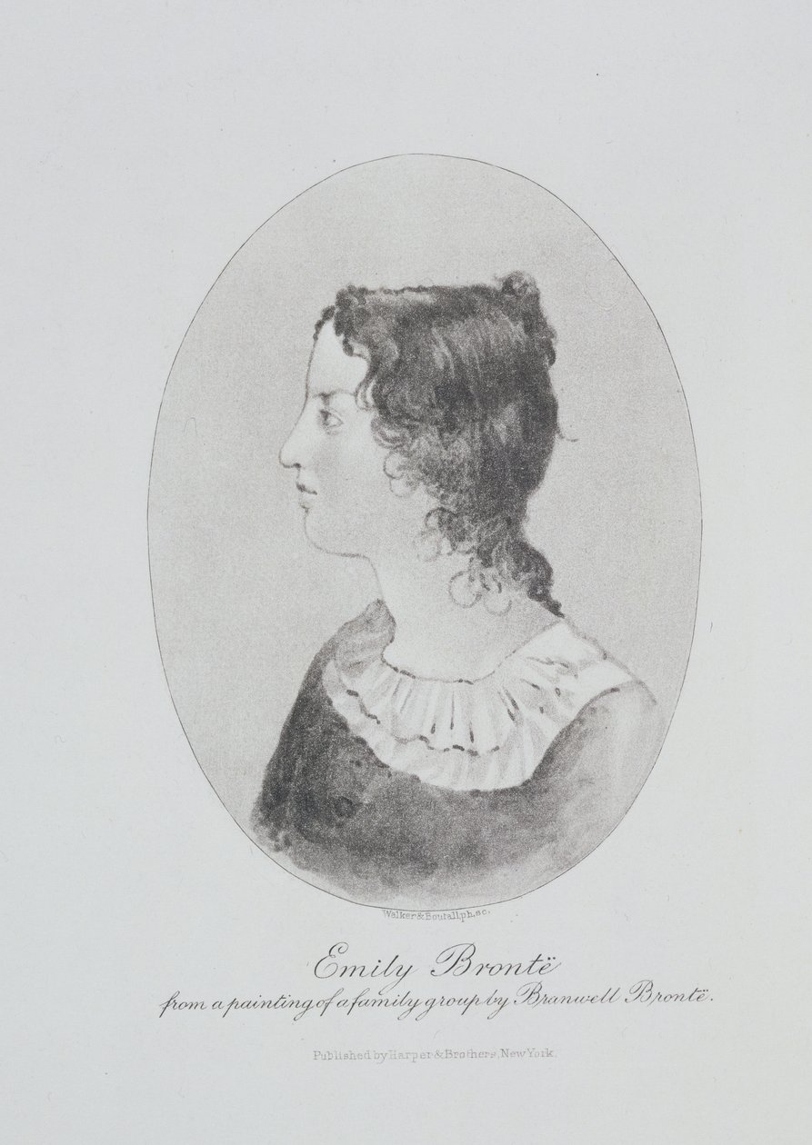 Ritratto di Emily Bronte (1818-48) inciso da Walker e Boutall da Patrick Branwell Bronte