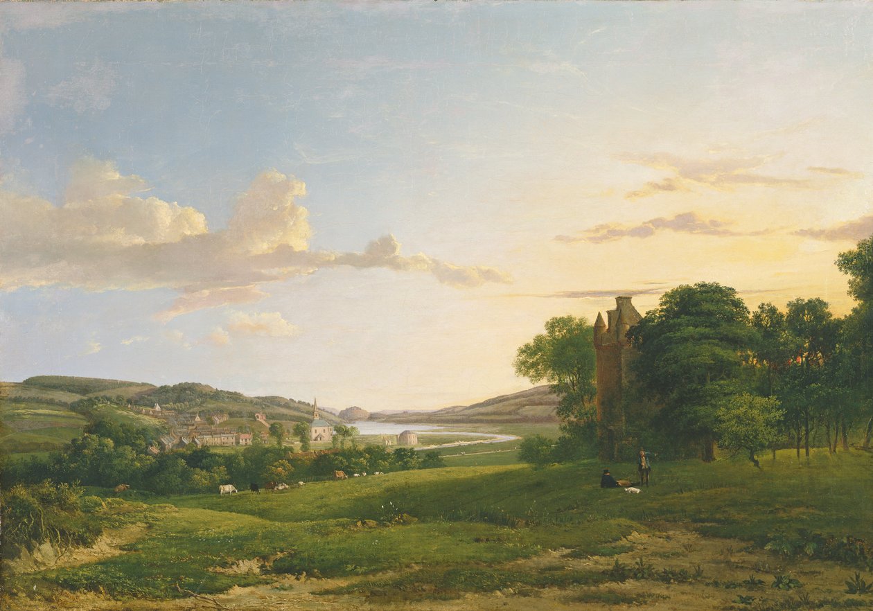 Veduta di Cessford e del villaggio di Caverton, Roxboroughshire in lontananza da Patrick Nasmyth