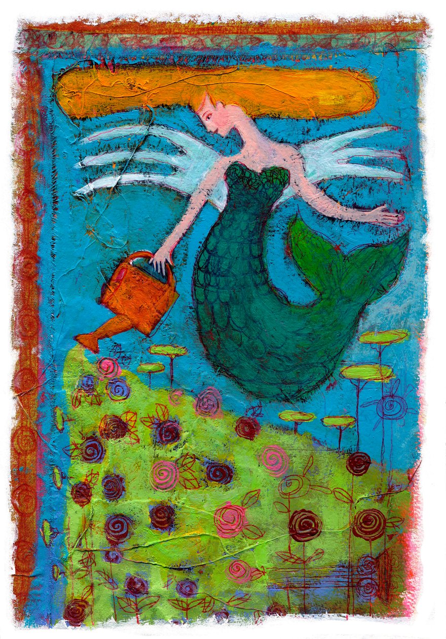 Una sirena che annaffia un campo di fiori 2014 da Patrizia La Porta