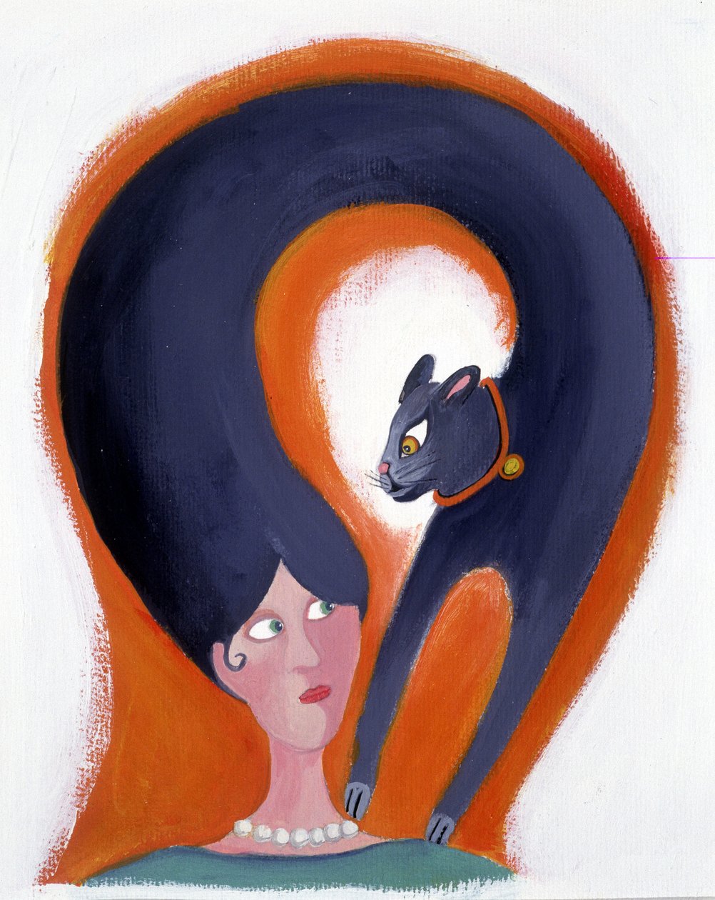 Acconciatura femminile che si trasforma in gatto - illustrazione di Patrizia La Porta da Patrizia La Porta