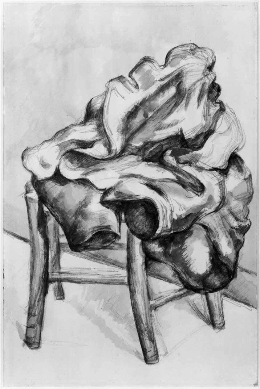 Drappeggio su una sedia, 1980-1900 (matita e acquerello su carta) da Paul Cézanne