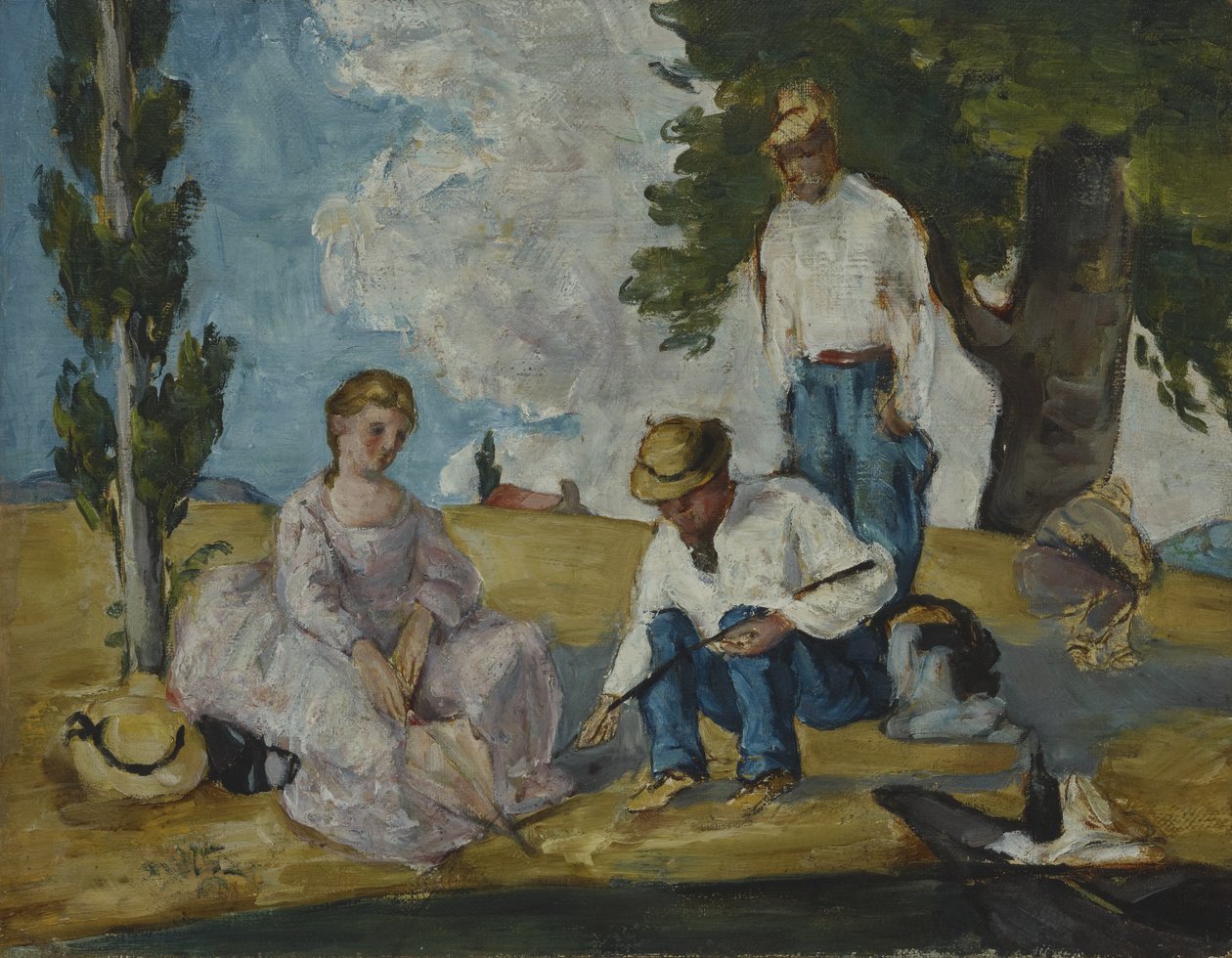 Picnic su una riva del fiume, 1873-74 da Paul Cézanne