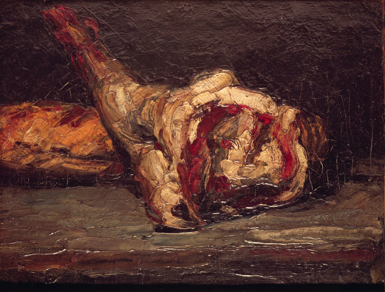Natura morta con cosciotto di montone e pane, 1865 da Paul Cézanne