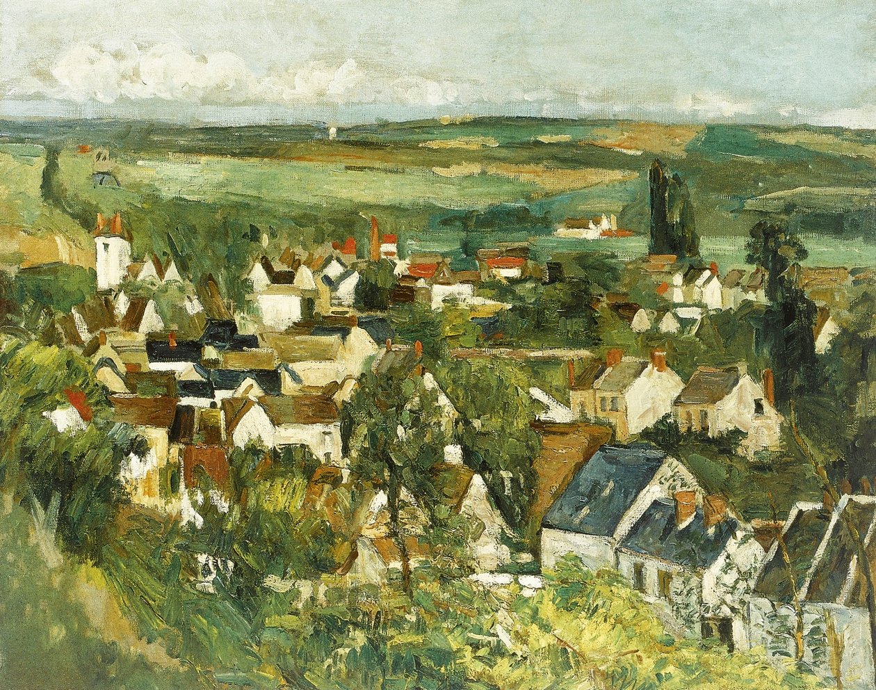 Veduta panoramica di Auvers-sur-Oise da Paul Cézanne