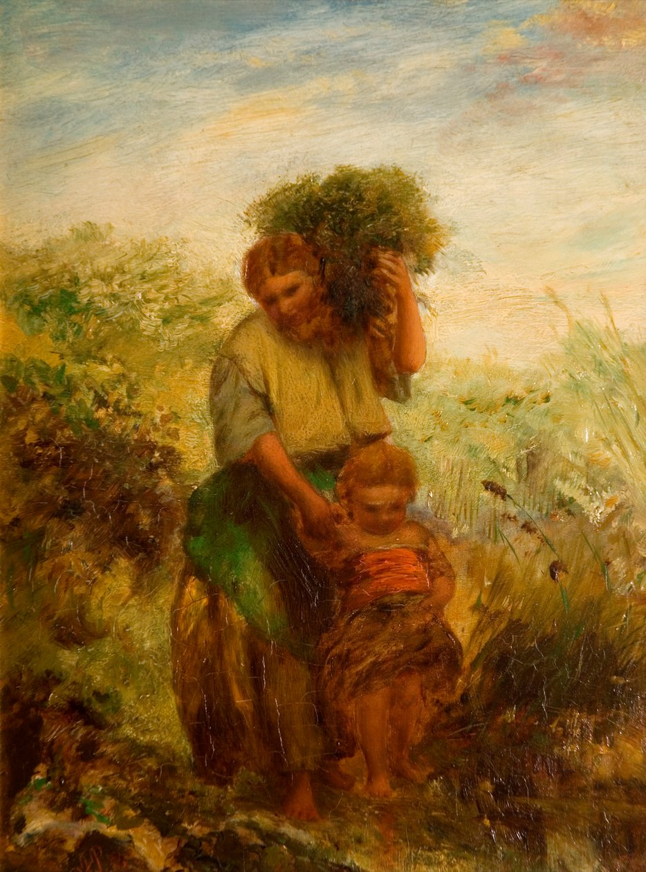 Raccoglitrice di Ginestra - Bambino che Attraversa un Torrente di Montagna, 1855 da Paul Falconer Poole