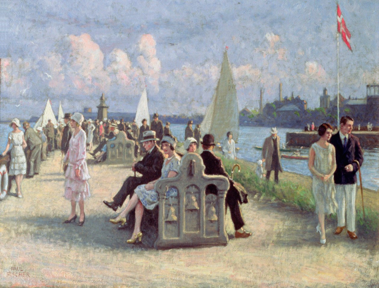 Persone in passeggiata da Paul Fischer