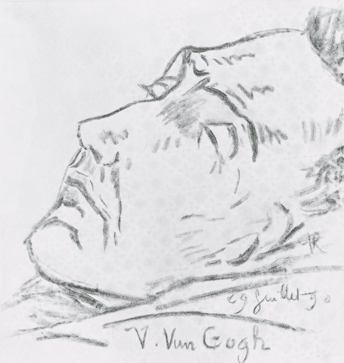 Ritratto di Vincent Van Gogh (1853-90) sul letto di morte, 29 luglio 1890 da Paul Gachet