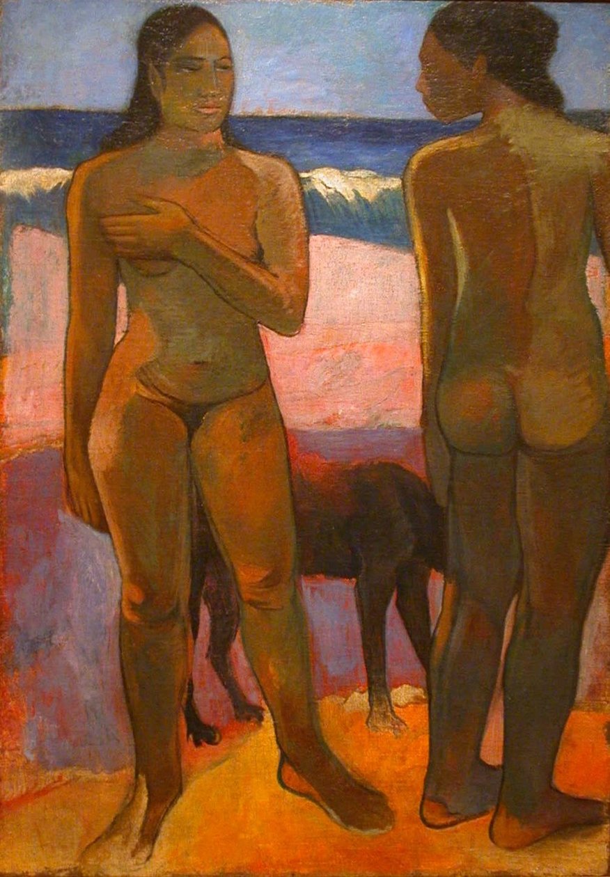Due nudi su una spiaggia tahitiana da Paul Gauguin