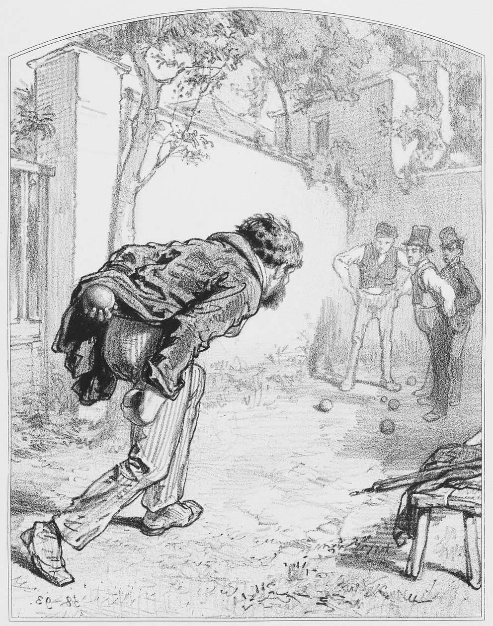 Les boules, Tavola 11 da Les Toquades, 1858 da Paul Gavarni