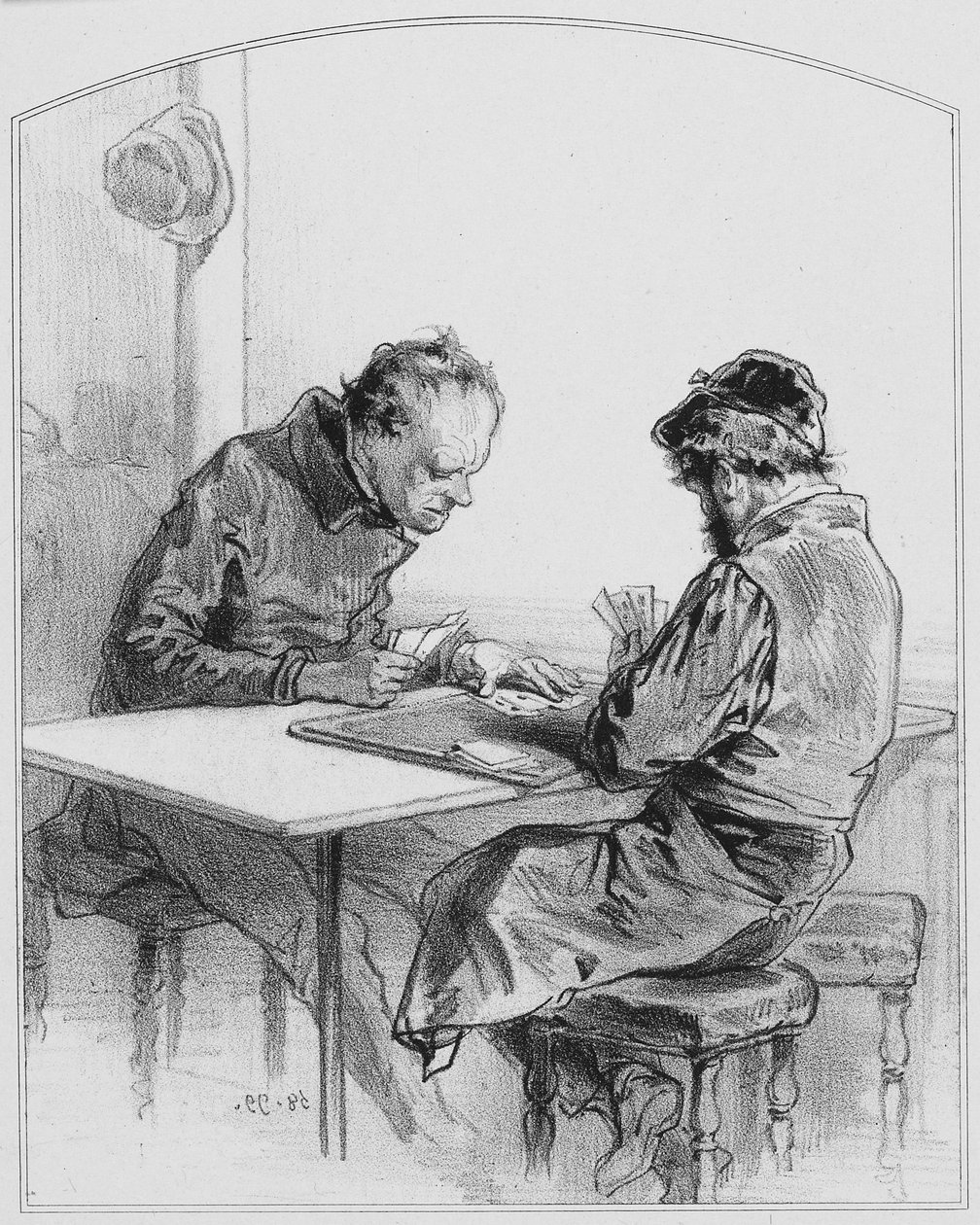 Les cartes, Tavola 20 da Les Toquades, 1858 da Paul Gavarni