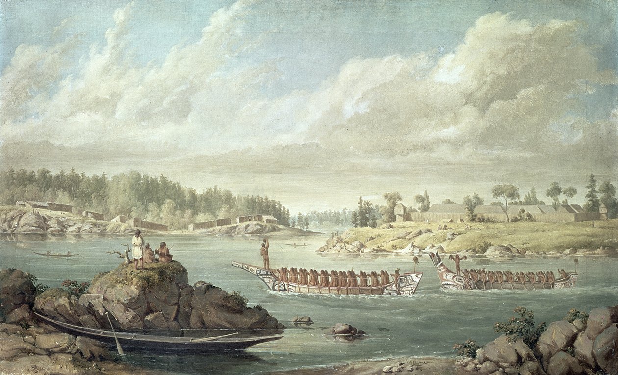 Makah che tornano nelle loro canoe da guerra da Paul Kane