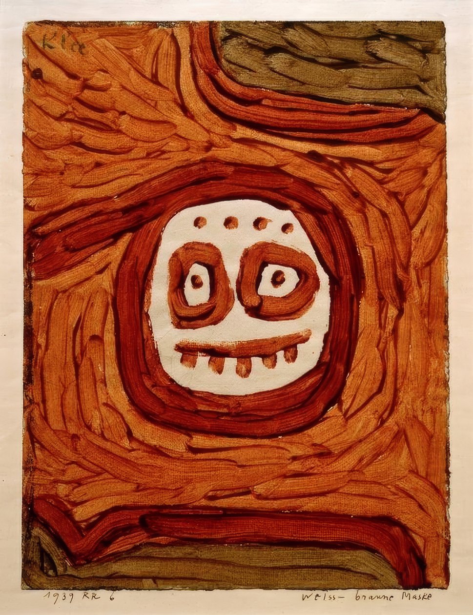 Maschera bianco-marrone da Paul Klee